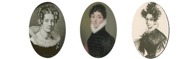 Mina de Griesheim (1786-1861) ; Victorine Mounier (1783-1822) ; Giulia Rinieri de' Rocchi (1810-1876).