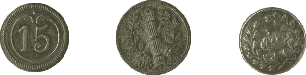 Boutons des uniformes ports par Beyle : bouton de dragon 1er Empire ; bouton de commissaire des guerres ; bouton de consul. (AMSt_212)