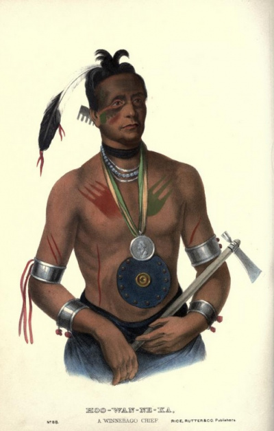 Hoo-Wan-Ne-Ka. A Winnebago Chief.<br>History of the Indian Tribes of North America.<br>Thomas McKenney