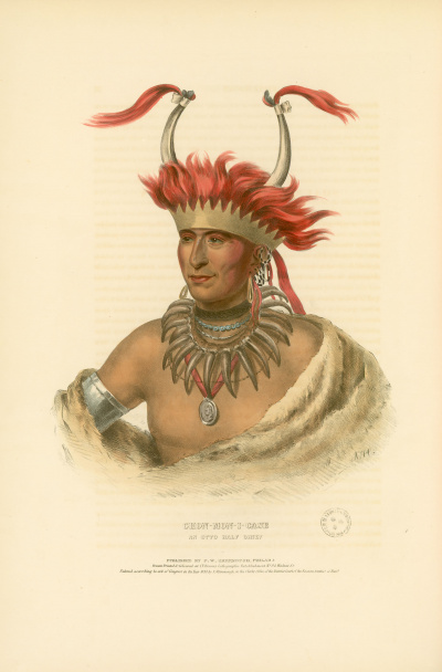 Gravure : Demi Chef Otto.<br><i>Histoire des tribus indiennes d'Amérique du nord.<br></i>© Bibliothèque municipale de Grenoble.<br>
