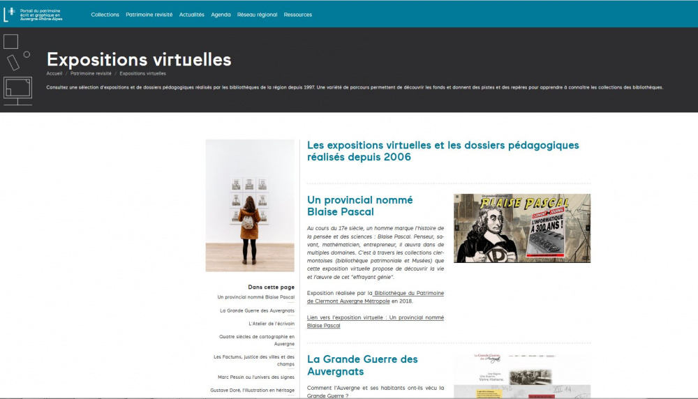 Visuel de la page Expositions virtuelles, Lectura Plus<br>