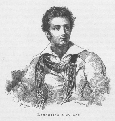 Portrait d'Alphonse de Lamartine. Gravure. 15,5 x 24 cm. Bibliothèque de Chambéry. SAV B 58.<br>