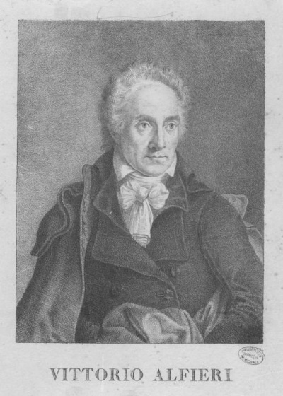 Portrait de Vittorio Alfieri. Lithographie. 24 x 28 cm. Bibliothèque de Chambéry. EST B 000.136-001.<br>