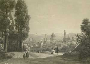 Florence vue du jardin Boboli. Dessin de S. Corodi, gravure de Ruff, XIXe s. (MarjG_1978)