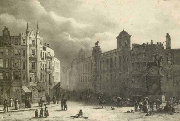 Londres. Vue de Charing Cross. Lithographie de Bouton et Jaime, XIXe s.. (MarjG_2884)