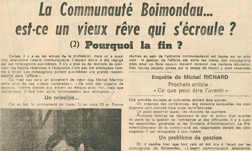 Fin de Boimondau, 9 articles de journaux