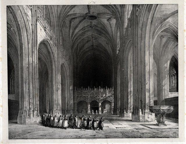 Eglise de Brou, la nef, procession de novices