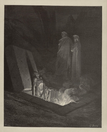 L'Enfer de Dante illustré par Gustave Doré •L'Enfer / De Dante Alighieri ; Avec les dessins de Gustave Doré ; Traduction française de Pier-Angelo Fiorentino accompagnée du texte latin . - Paris : Hachette, 1861. • gravure • Bibliothèque de Bourg-en-Bresse

