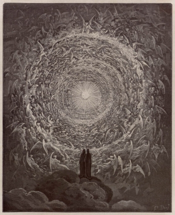 Le Paradis de Dante illustré par Gustave Doré •Extrait du Paradis / Dante Alighieri ; avec les dessins de Gustave Doré ; traduction française de Pier-Angelo Fiorentino accompagnée du texte latin. - Paris : Hachette, 1872. •gravure • Musée de Brou, Ville de Bourg-en-Bresse

