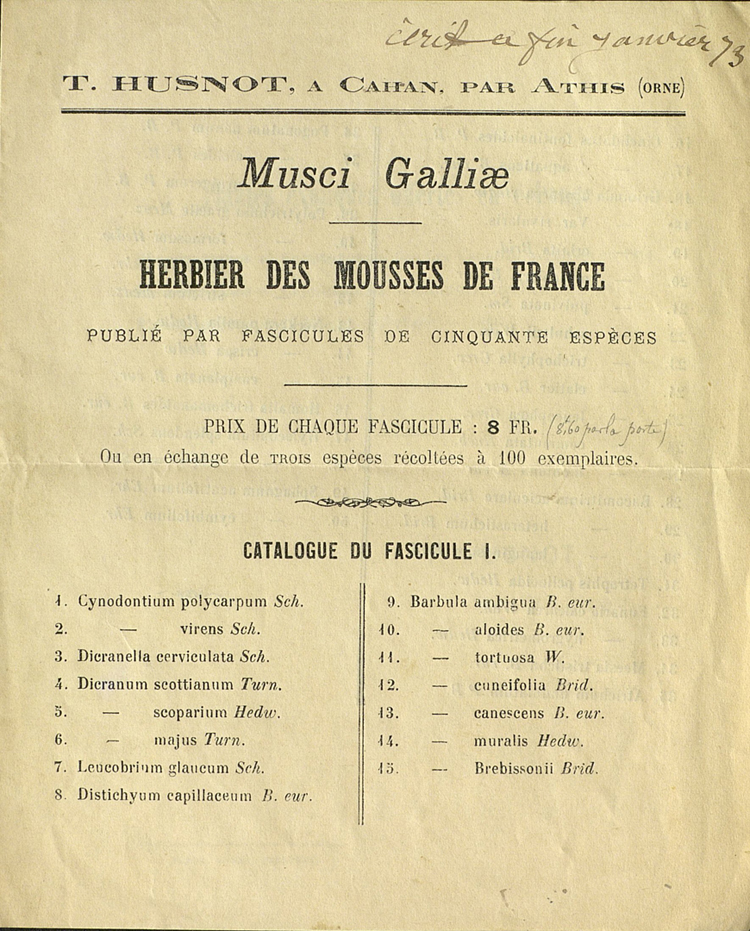 Musci Galliae herbier des mousses de France