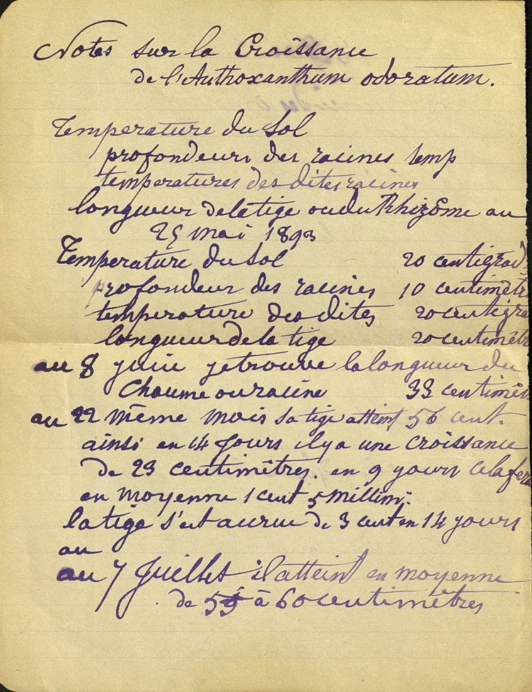 Note manuscrite de Venance Payot