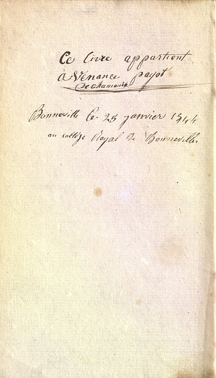 Ex-libris manuscrit de Venance Payot