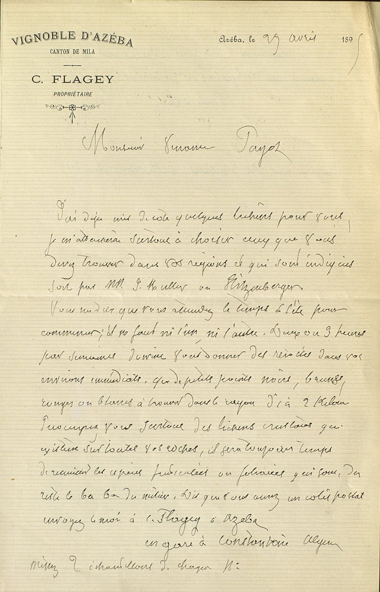 Courrier de Camille Flagey