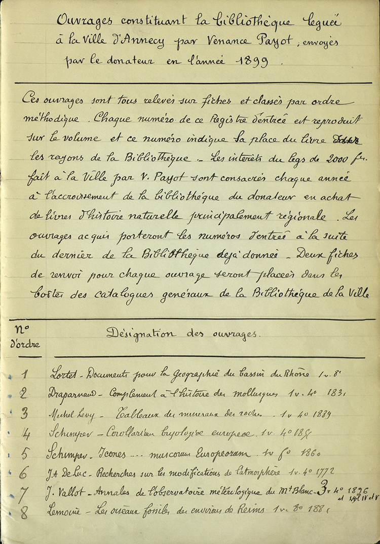 Registre inventaire de la bibliothèque Payot