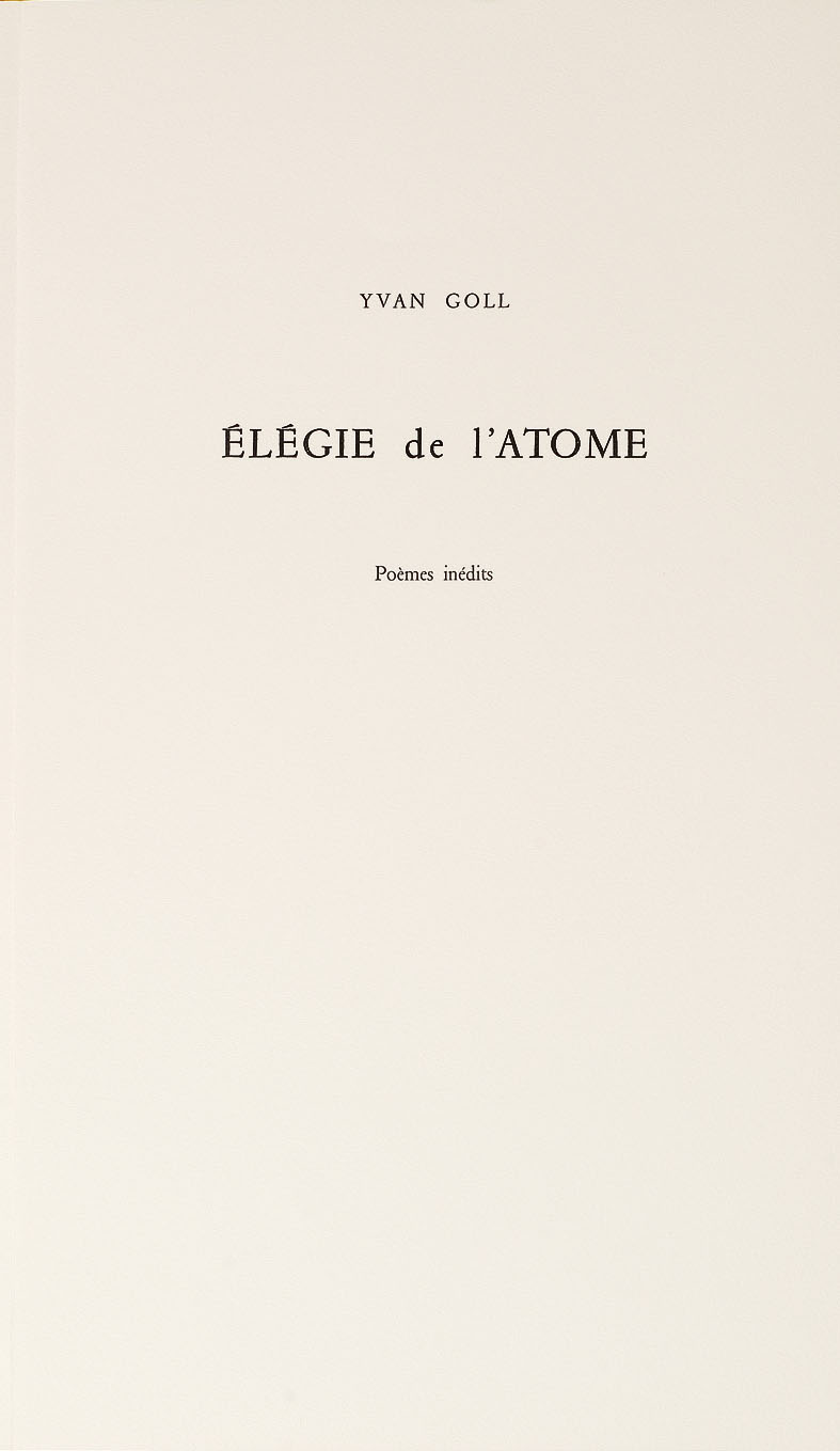 Couverture de  "Elégie de l'atome" de Yvan Goll