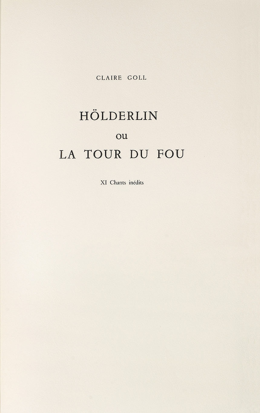 Couverture de "Hölderlin ou la tour du fou" de Claire Goll