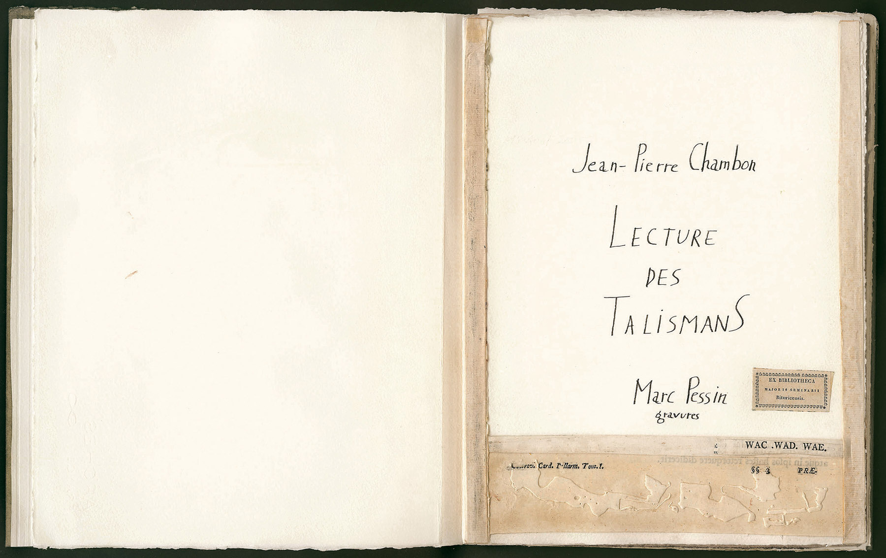 "Lecture des talismans" de Jean-Pierre Chambon