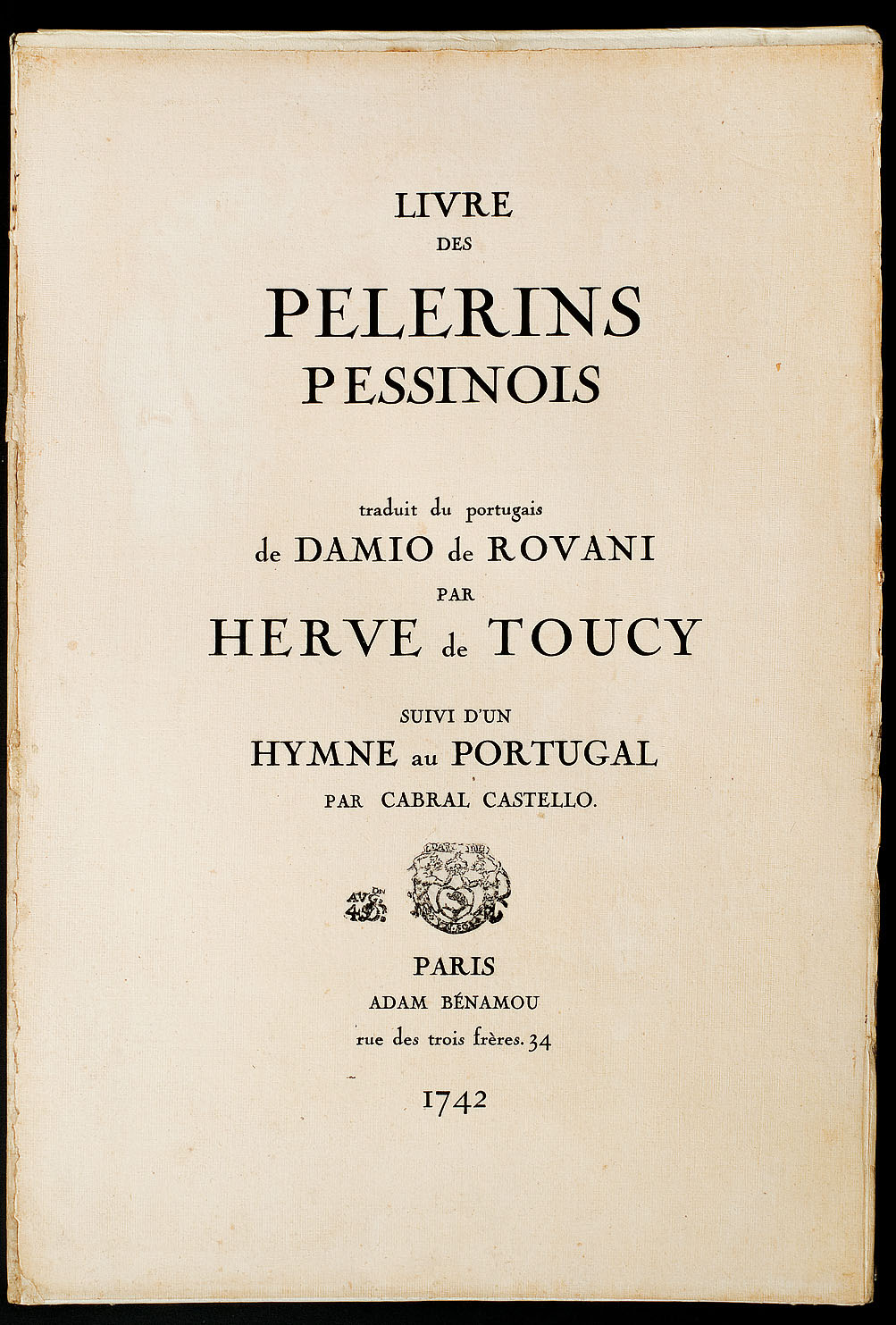 Couverture du "Livre des pelerins pessinois"...par Hervé de Toucy ...