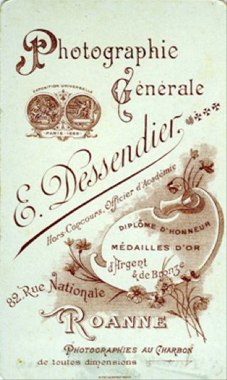 Verso d'une photo-carte vers 1898