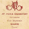 Verso d'une photo-carte de visite de Maria Chambefort mère
