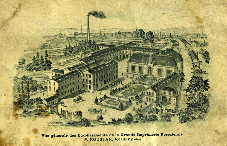 Vue générale des Etablissements de la Grande Imprimerie Forézienne P. Roustan