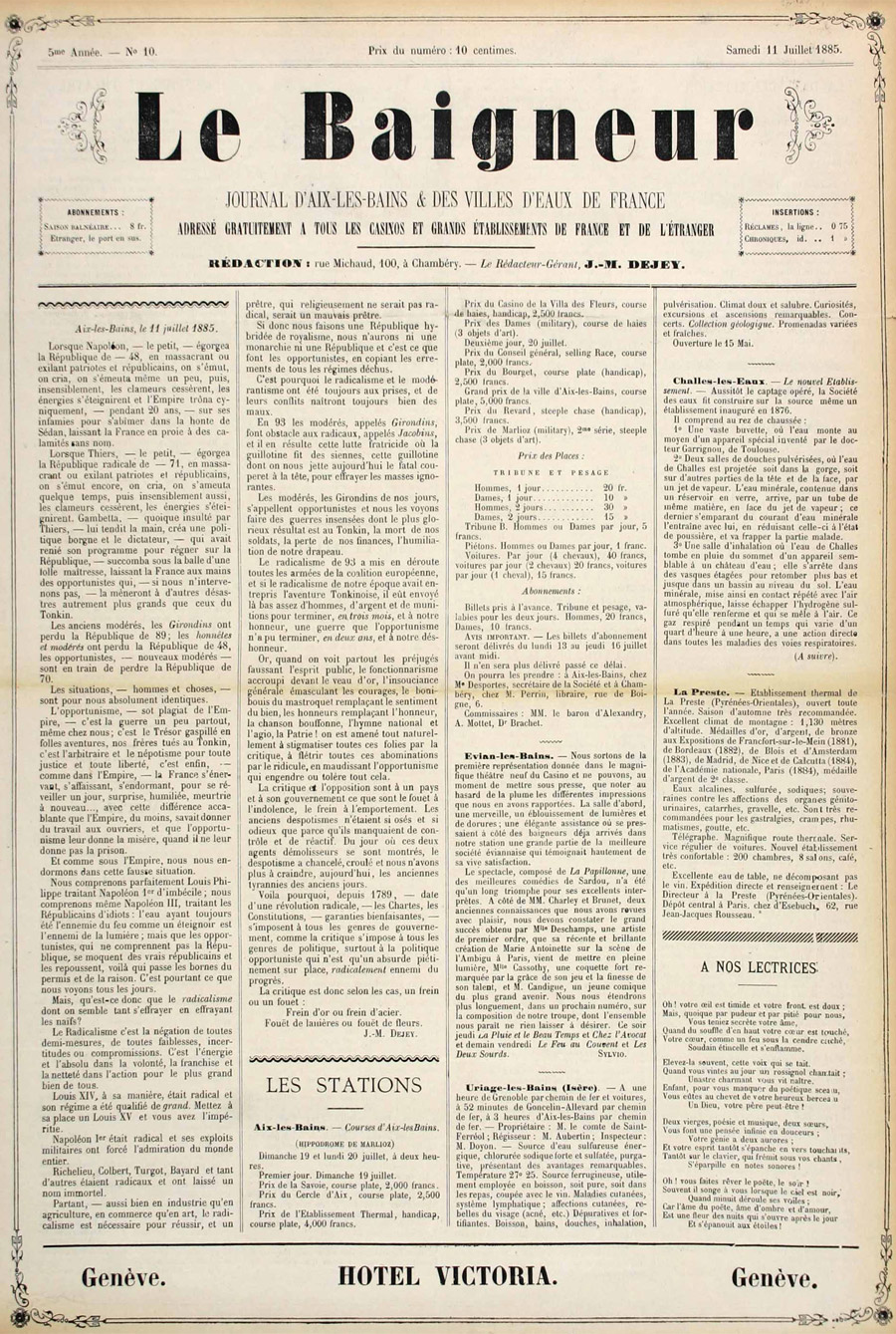 Le Baigneur, 11 juillet 1885