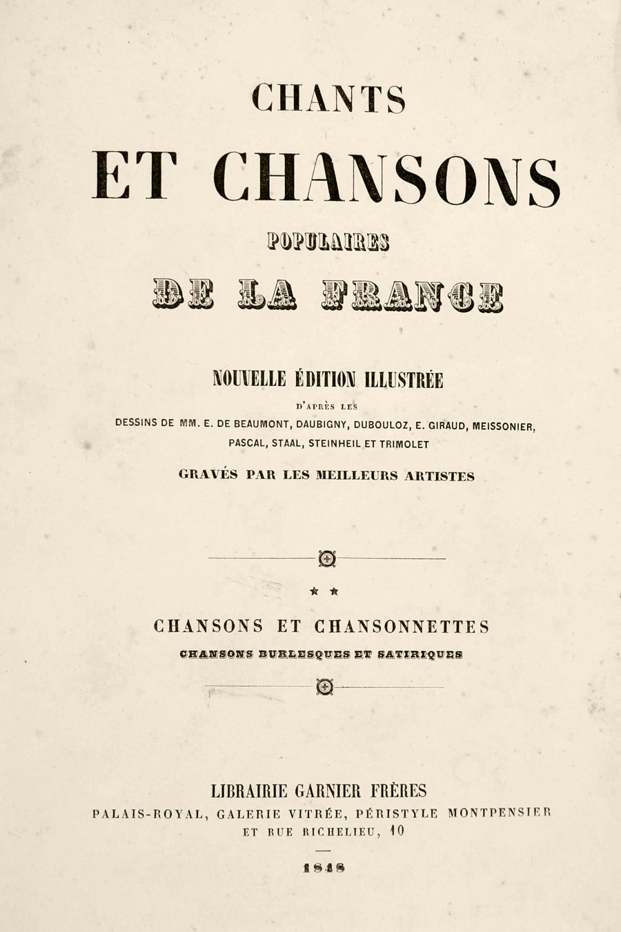 Chants et chansons populaires de la France, 1848