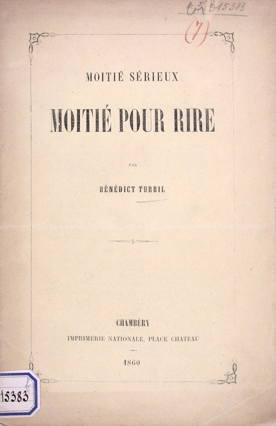 Moitié sérieux, moitié pour rire par Bénédict Turbil, 1860