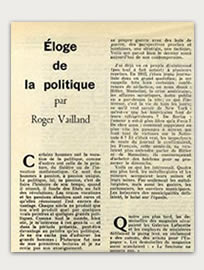 « Éloge de la politique »,