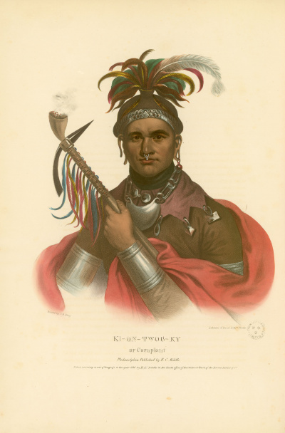 Gravure : Ki-on-Twog-Ky<br><i>Histoire des tribus indiennes d'Amérique du nord.<br></i>© Bibliothèque municipale de Grenoble.