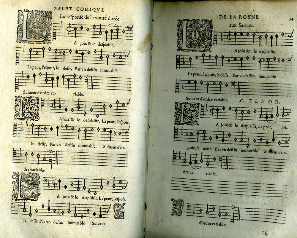 Gravure : musique. Balet comique de la Royne, 1582. <br>© Médiathèque de Roanne.