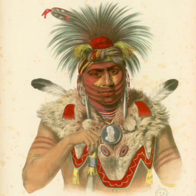 Gravure : Fox Chief.<br><i>History of the Indian tribes of North America<br></i>© Bibliothèque municipale de Grenoble