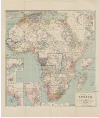 Carte de l'Afrique du fonds Lannoy de Bissy.&nbsp; © Médiathèque Jean-Jacques Rousseau de Chambéry.<br>