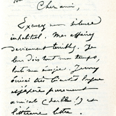 Extrait d'une lettre manuscrite de Paul Verlaine, février 1885. <span class="irc_su" dir="ltr" style="text-align: left;">© Médiathèque de Tarentaize<br></span>