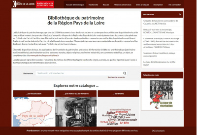Visuel site de la bibliothèque du patrimoine de la Région des Pays de la Loire.<br>