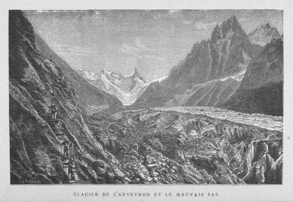 Glacier de l’Arveyron et le mauvais pas. Bibliothèque d'Annecy.<br>