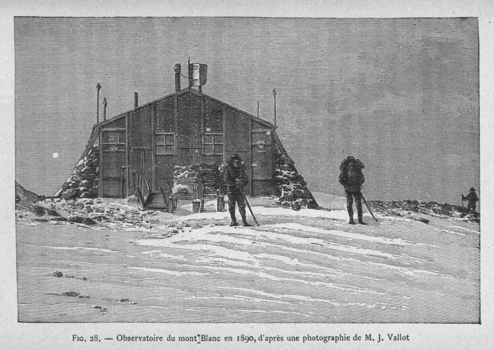 Observatoire du mont-blanc en 1890, d'après une photographie de M.J. Vallot. Bibliothèque d'Annecy.<br>