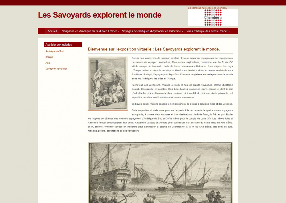 Page de l'exposition virtuelle Les Savoyards explorent le monde.<br>