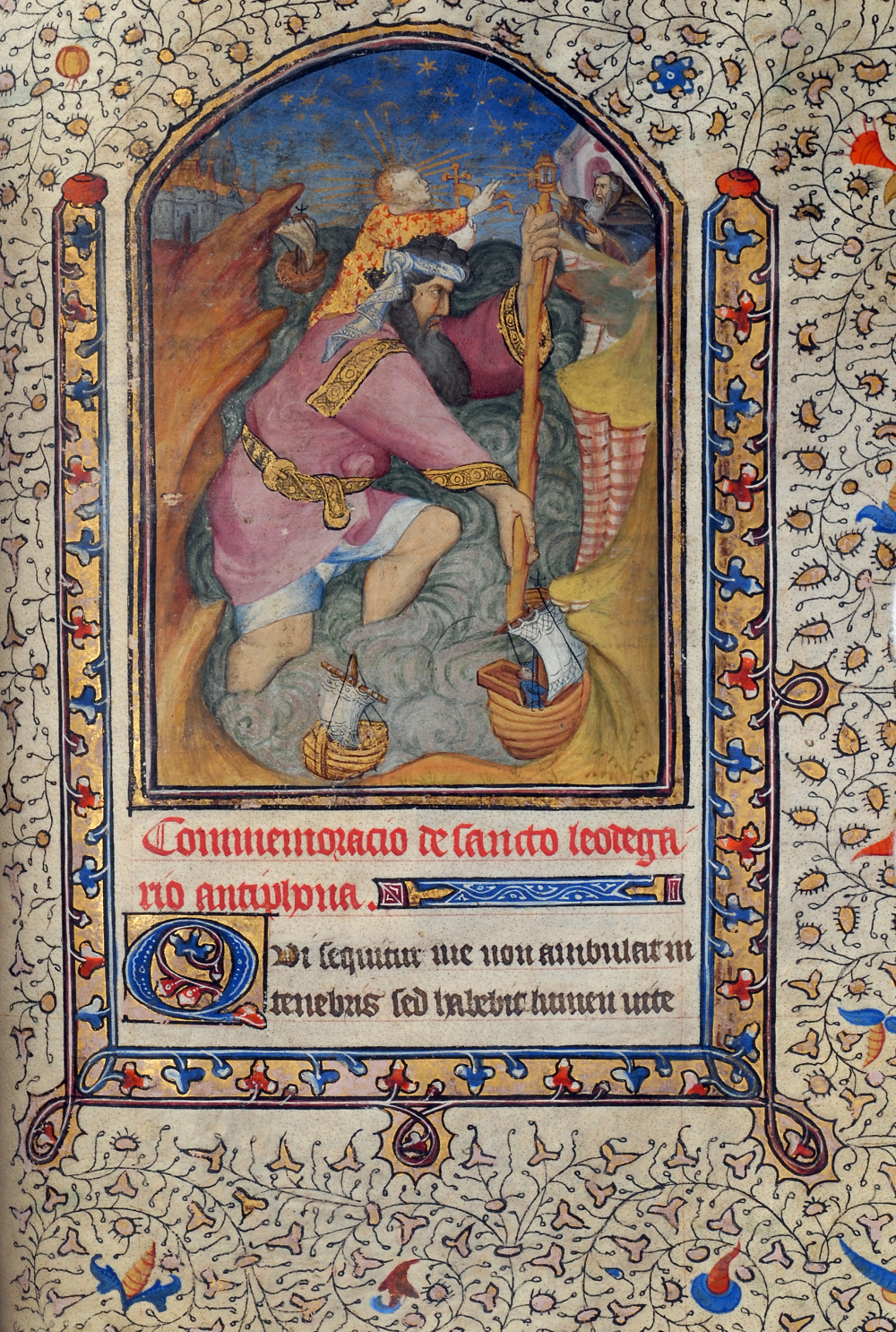 Heures à l'usage de Rome (15e siècle) : Saint Christophe. © Bibliothèque publique et universitaire de Valence.