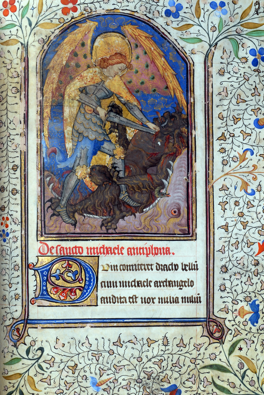 Heures à l'usage de Rome (15e siècle) : Saint Michel. © Bibliothèque publique et universitaire de Valence<br>