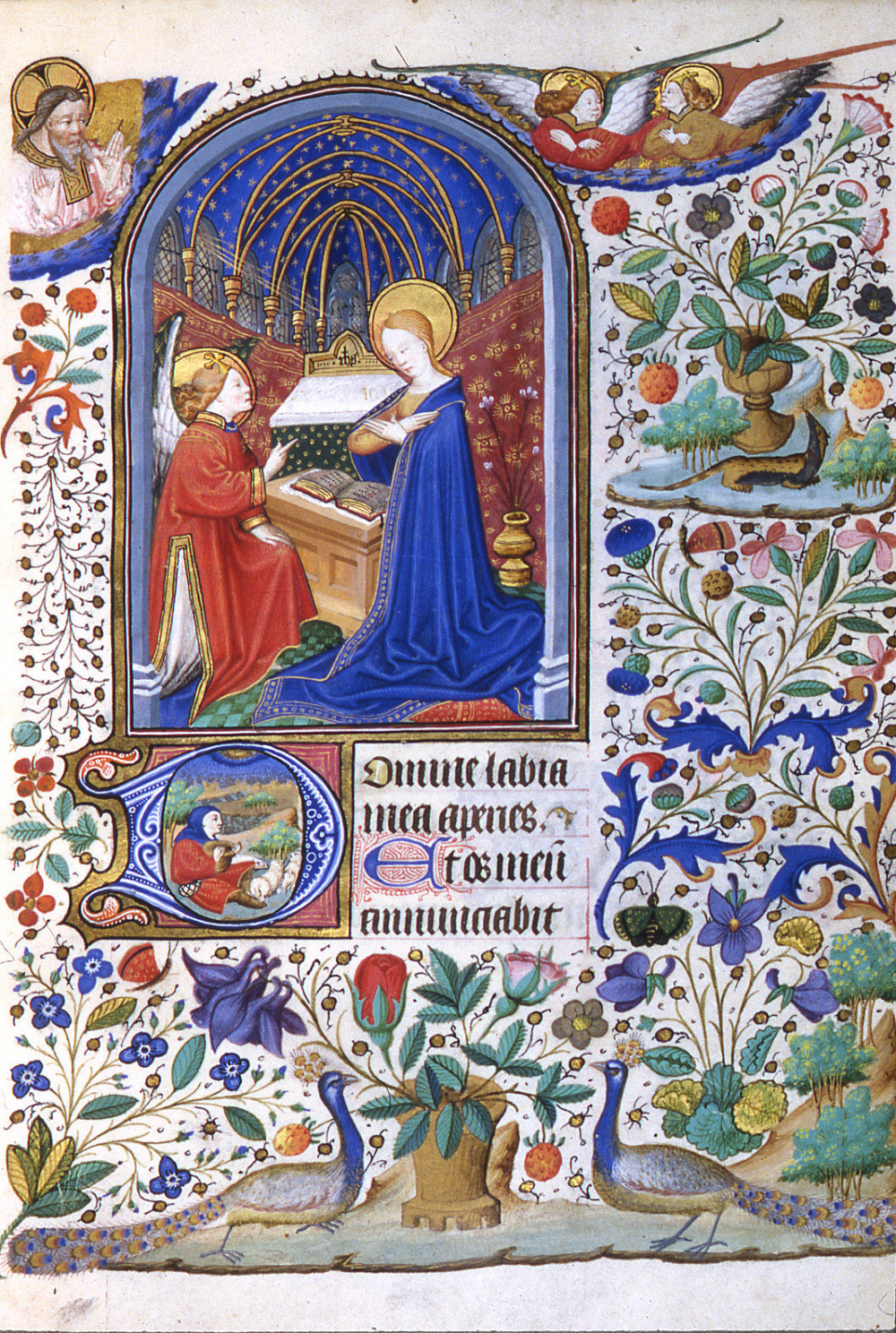 Heures latines à l'usage de Paris (15e siècle) : Annonciation. © Bibliothèque municipale de Grenoble.<br>