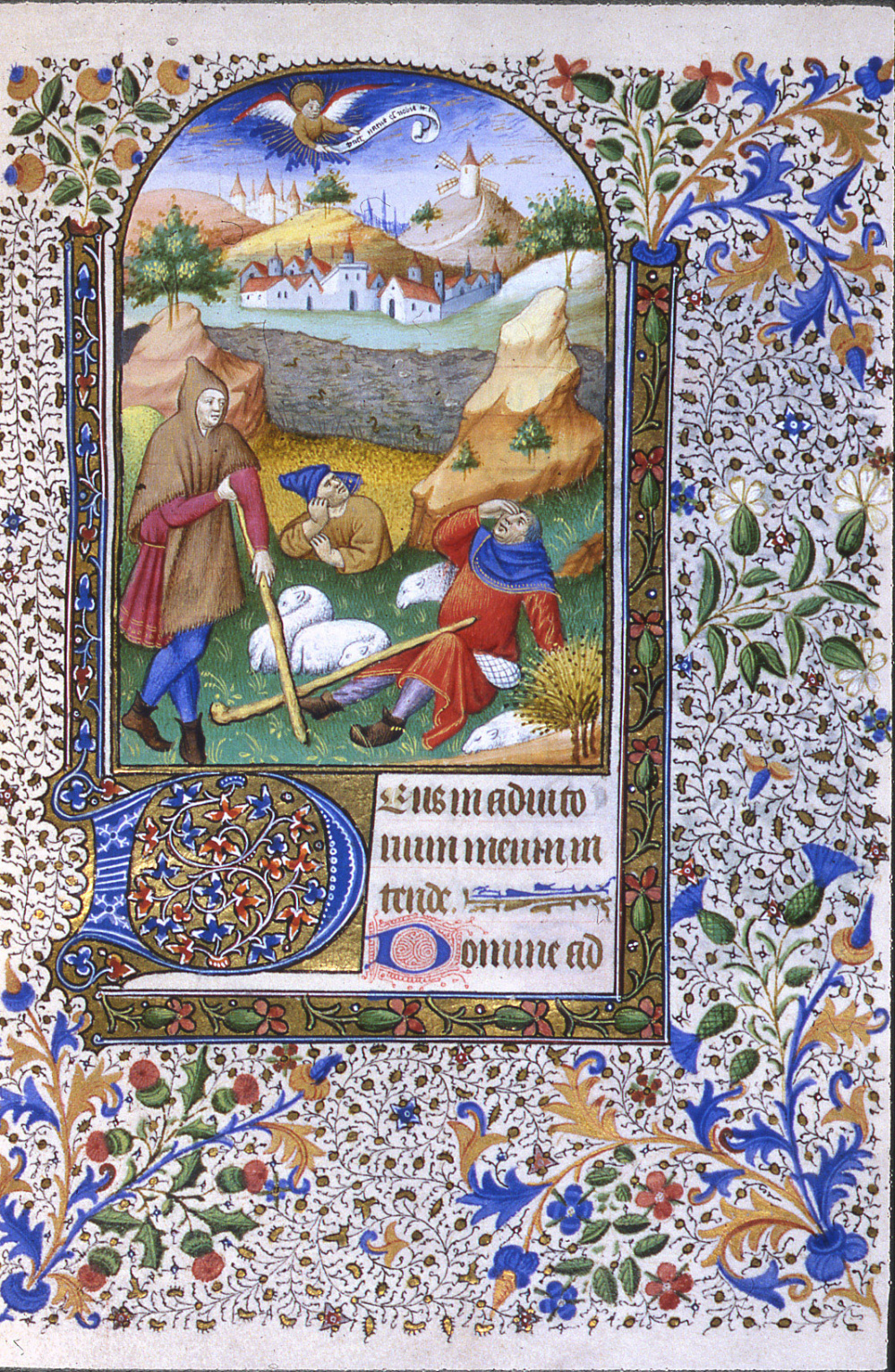 Heures latines à l'usage de Paris (15e siècle) : Annonce aux bergers. © Bibliothèque municipale de Grenoble.
