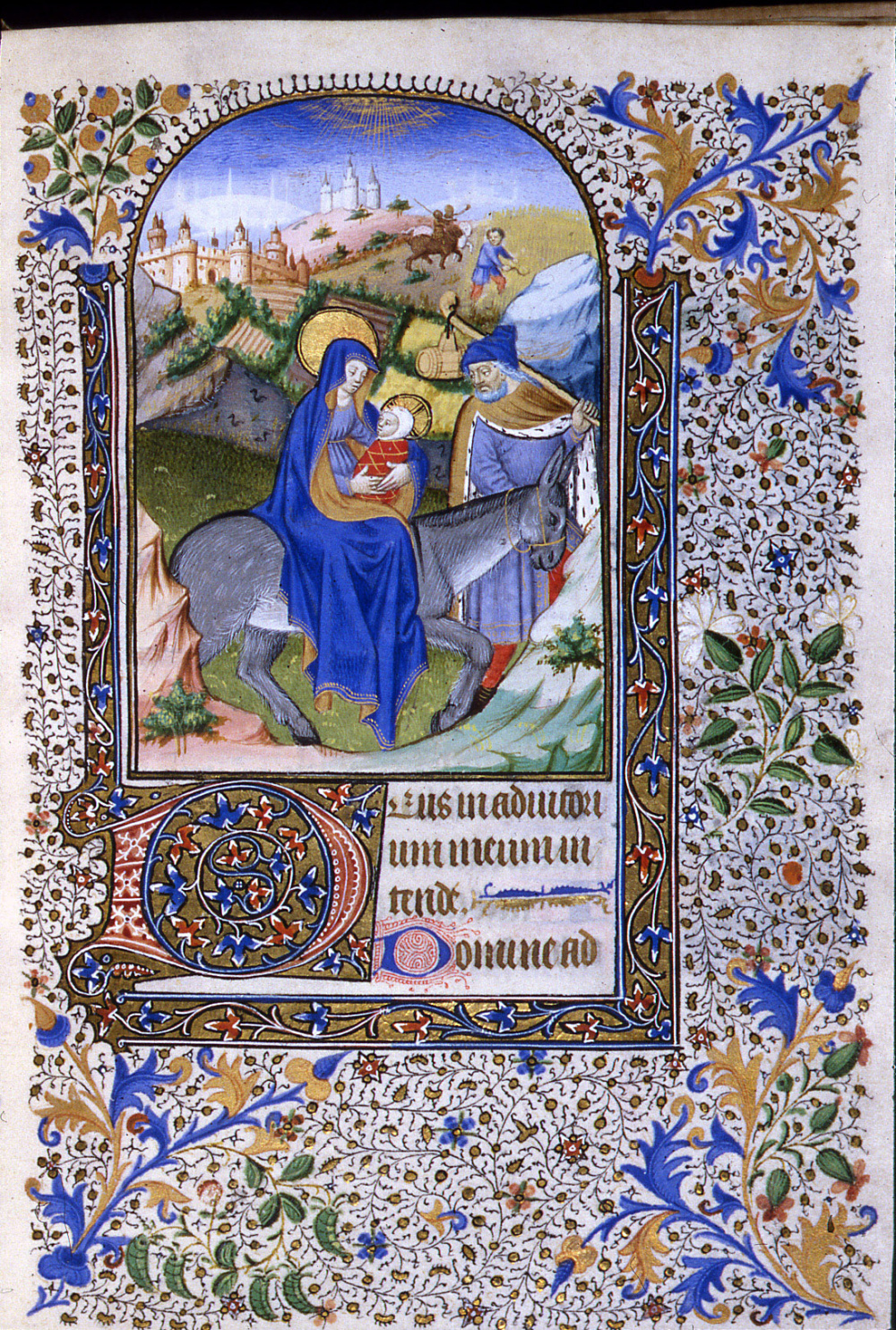 Heures latines à l'usage de Paris (15e siècle) : Fuite en Egypte. © Bibliothèque municipale de Grenoble.