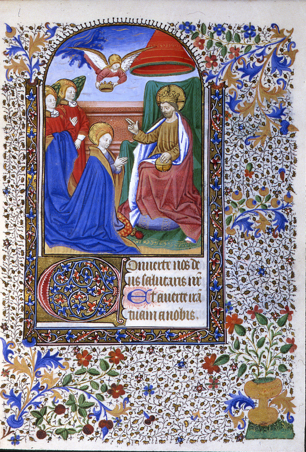 Heures latines à l'usage de Paris (15e siècle) : Couronnement de la Vierge. © Bibliothèque municipale de Grenoble.