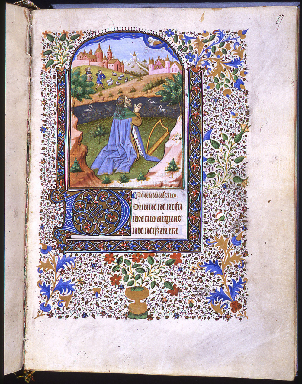 Heures latines à l'usage de Paris (15e siècle) : Le roi David en prière. © Bibliothèque municipale de Grenoble.