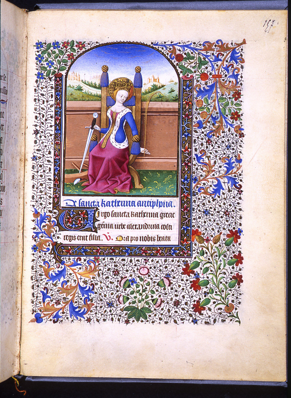 Heures latines à l'usage de Paris (15e siècle) : Sainte Catherine. © Bibliothèque municipale de Grenoble.