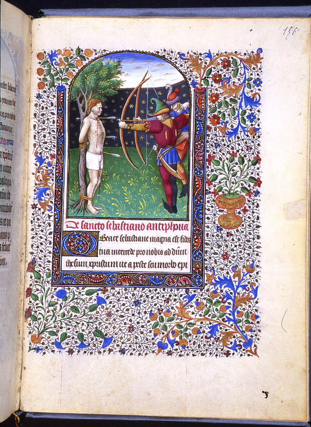 Heures latines à l'usage de Paris (15e siècle) : Saint Sébastien. © Bibliothèque municipale de Grenoble.