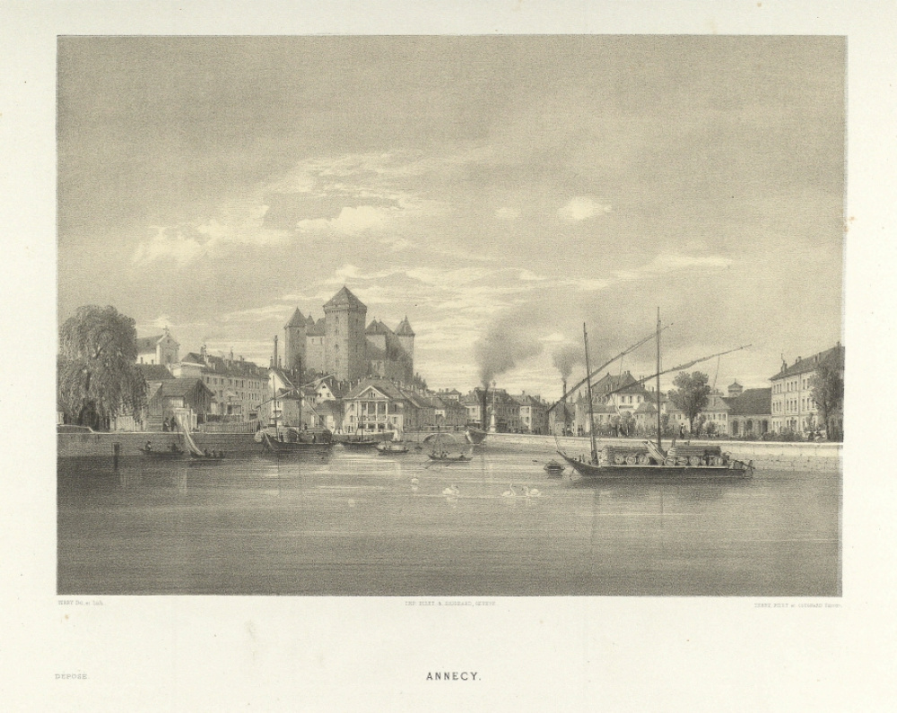 Lac d'Annecy. Album de la Haute-Savoie, 1866, Hachette &amp; Cie. © Médiathèque d'Annecy.