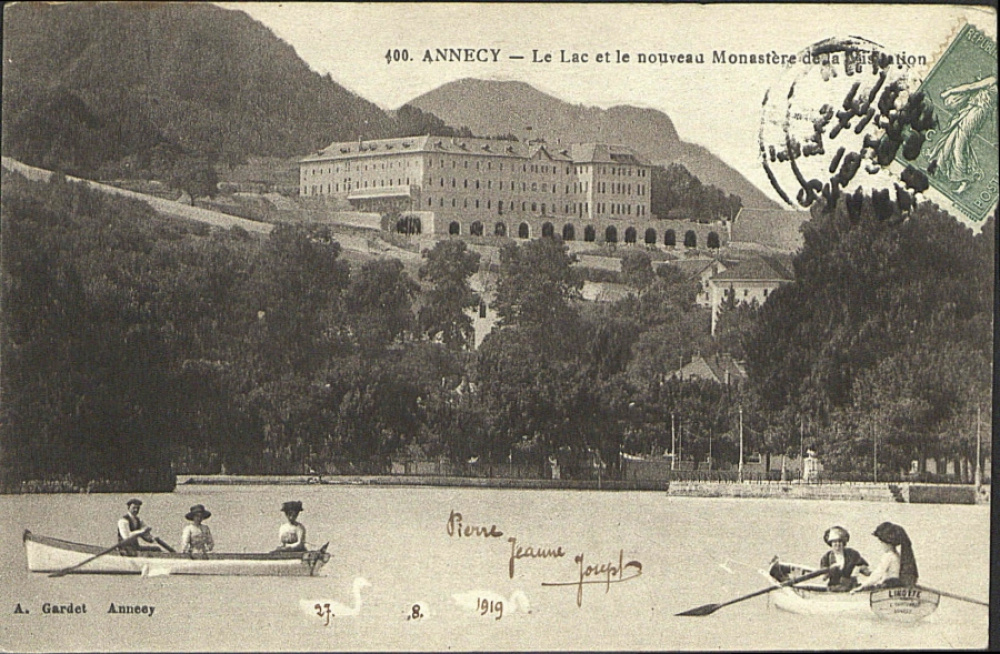 Le lac d'Annecy et le nouveau monastère de la Visitation. © Médiathèque d'Annecy.<br>