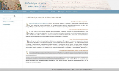 Visuel du site de la Bibliothèque virtuelle du Mont-Saint-Michel.<br>